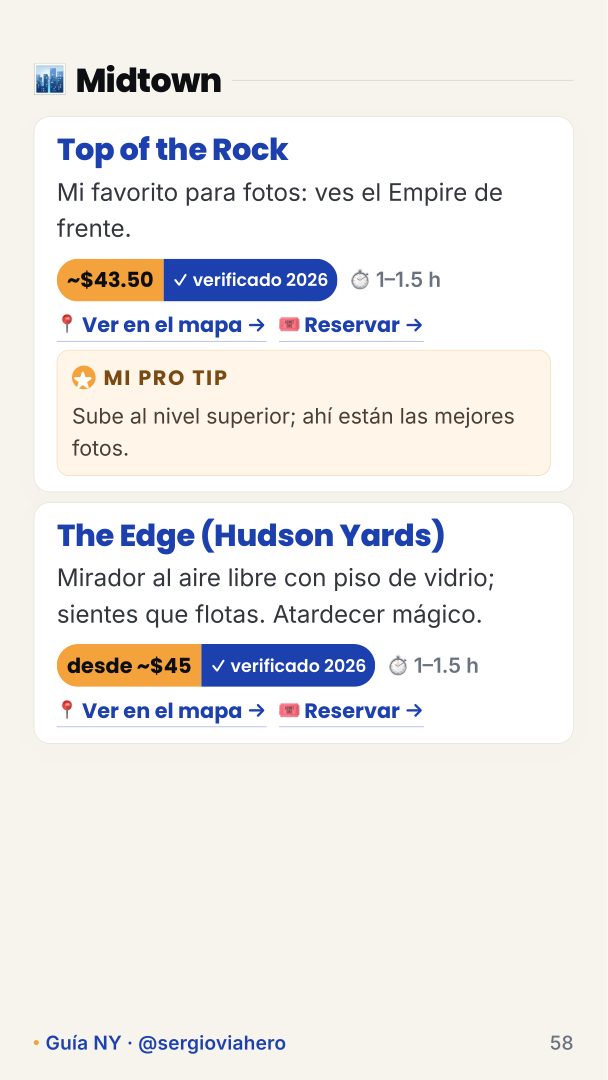 Página de la guía: fichas de Midtown